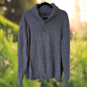 J.Crew Men's XL Bermondsey Blue Lambswool Polyamide Shawl Button Collar Sweater